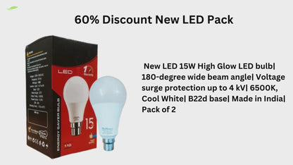 LED Bulb 15W| Cool Day Light (6500K) | Pack of 2